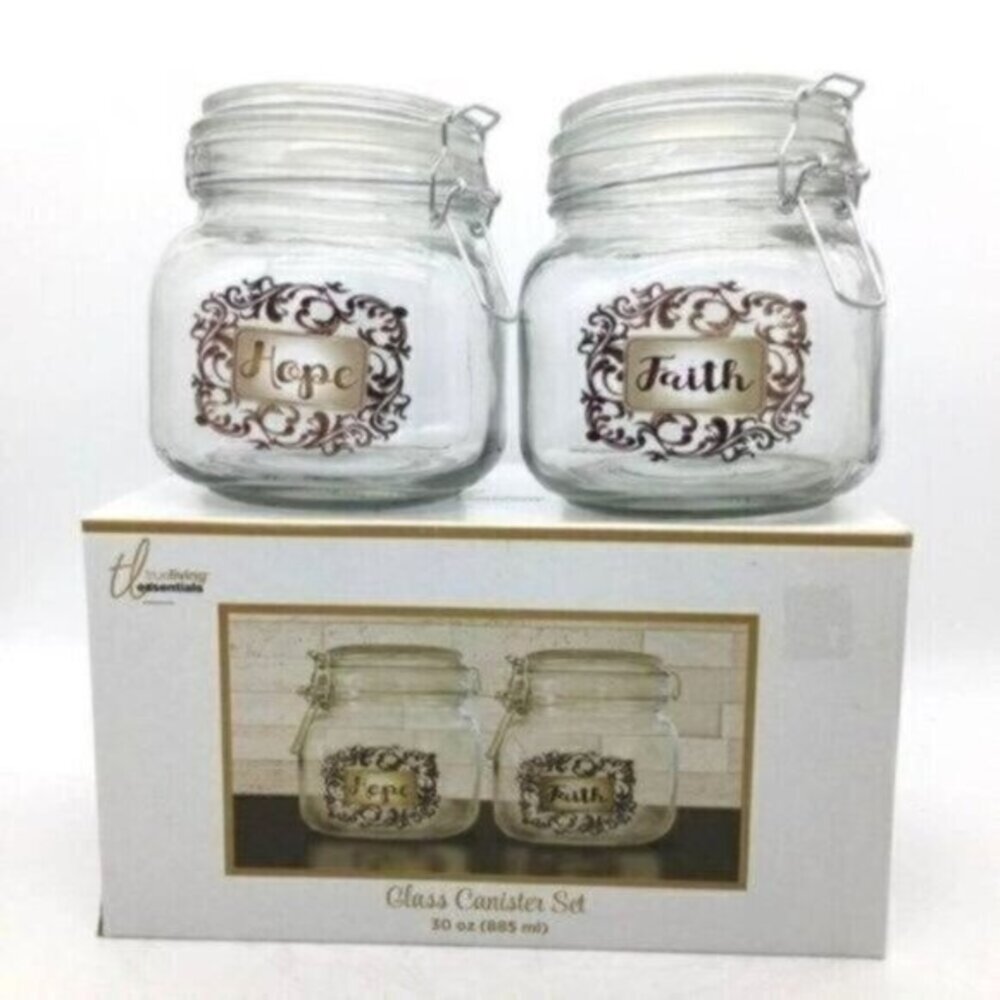 Glass Canister Set Hope and Faith New Gift